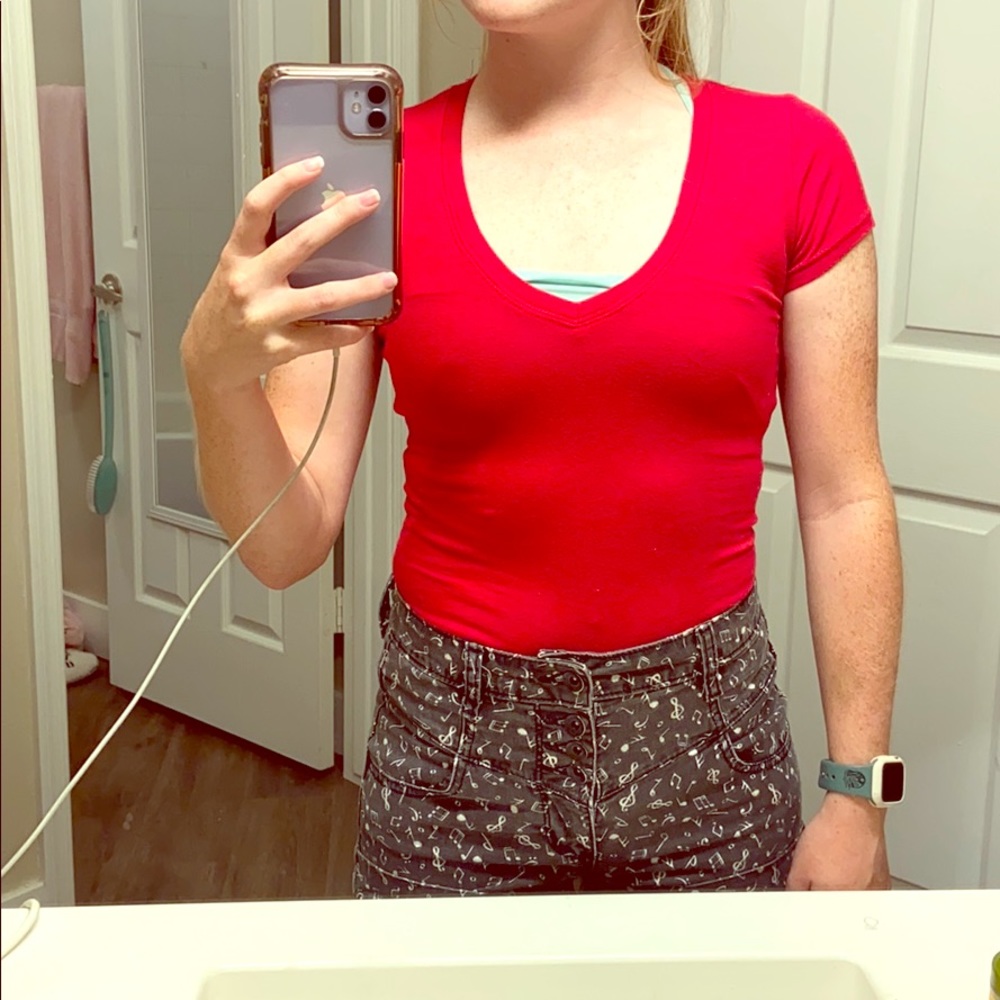 Red v-neck